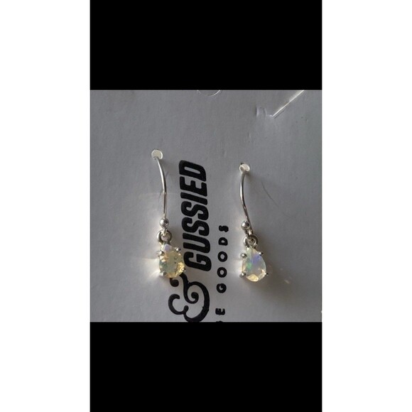 Sterling Silver 925 and Ethopian Fire Opal Teardrop Drop Hook Earrings Opal Gems - Picture 7 of 10
